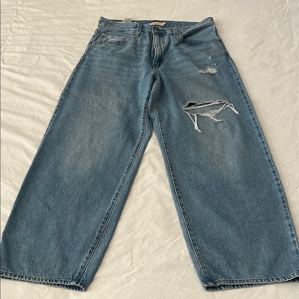 Levi's Baggy Dad Wide Leg Relaxed Fit Distressed Denim Jeans sz 30